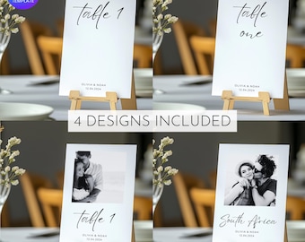 Bewerkbare tafelnummers bruiloft | Sjabloon fototabelnummers | Afdrukbaar decor bruiloftsreceptie