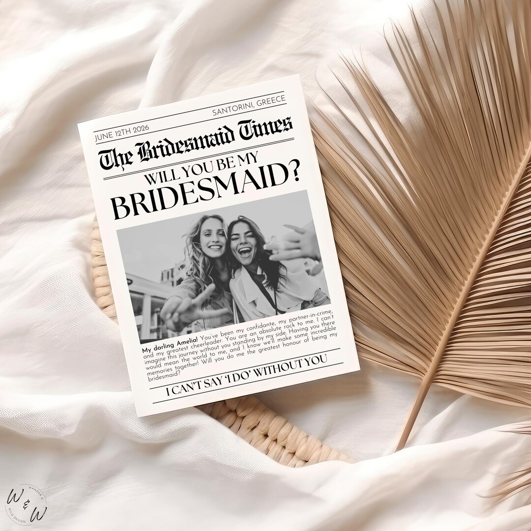 Will You Be My Bridesmaid Template Editable Bridesmaid Wedding