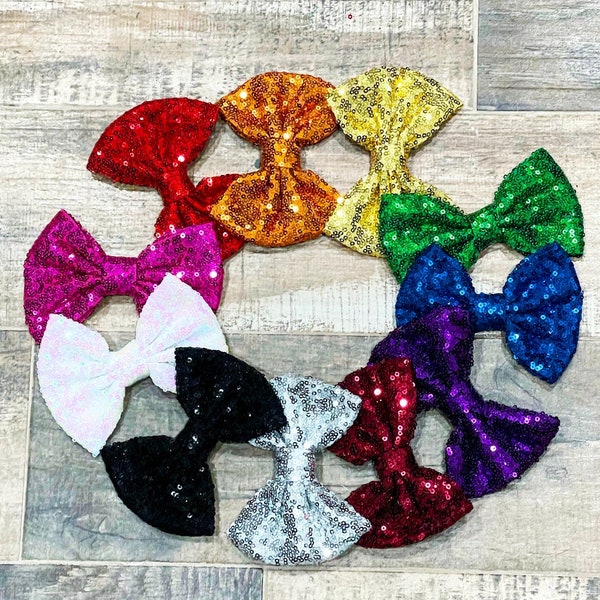 Sequins Bow on Aligator Clip ,you choose your color Hair Bow, Bow on Clip, glitter hair bow, bow, sequins , girls hair bow, baby hair bow
