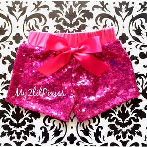 Hot Pink sequins Shorts girl sequins shorts Baby Girls hot pink Sparkle Sequin Shorts birthday girls sequins shorts toddler image 1