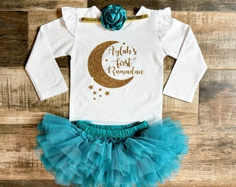 First Ramadan outfit ,Personalized Ramadan  Outfit , Baby Girl Ramadan Clothes  , Baby Girl First Ramadan gift