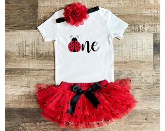 Lady Bug Birthday Girl Outfit , First Birthday Outfit, Little Lady Bug Birthday,  Lady Bug,  1st Birthday, Lady Bug Tutu Outfit,  Cake Smash