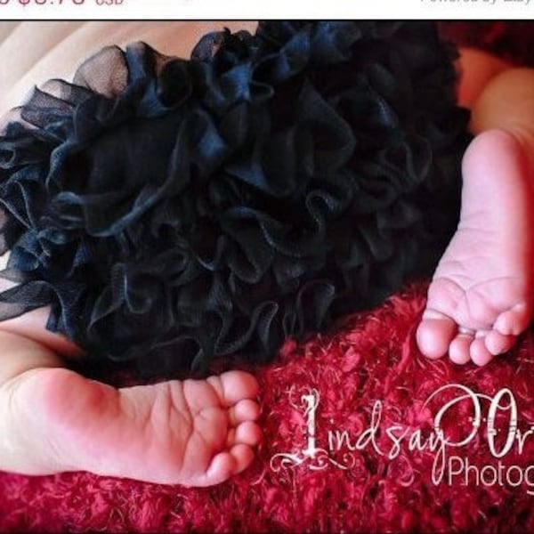 BABY BLOOMER - Black Ruffle Bum Bloomer - Ruffle Diaper Cover - Baby Girl Ruffle Bloomers - Cute baby Girl Gift