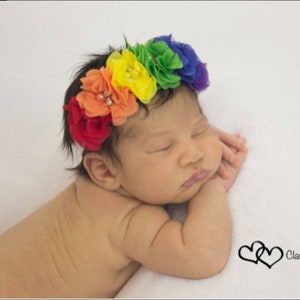 Baby Girl headband, Rainbow Baby Headband, Rainbow Headband, Flower Rainbow Headband