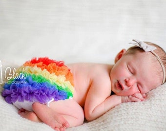 Rainbow Ruffle Bum Bloomer - Baby Girl - First Birthday - Ruffle Diaper Cover