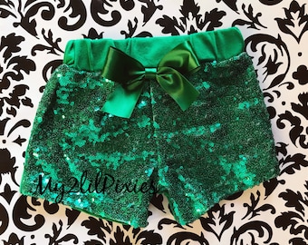 GREEN SEQUIN SHORTS - Ready to ship