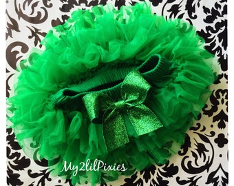 Green Tutu Bloomer Green Tutu with Green Glitter Bow First Tutu - Everyday Wear Tutu Baby Girl Tutu - Cake Smash Tutu - St Patrick’s day