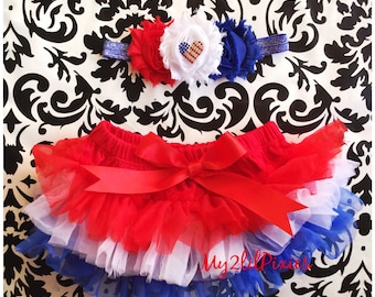 Patriotic Baby Girl HEADBAND and TUTU - Red , white and Blue tutu, Baby Girl tutu, Forth of July, Patriotic Headband, Baby girl set