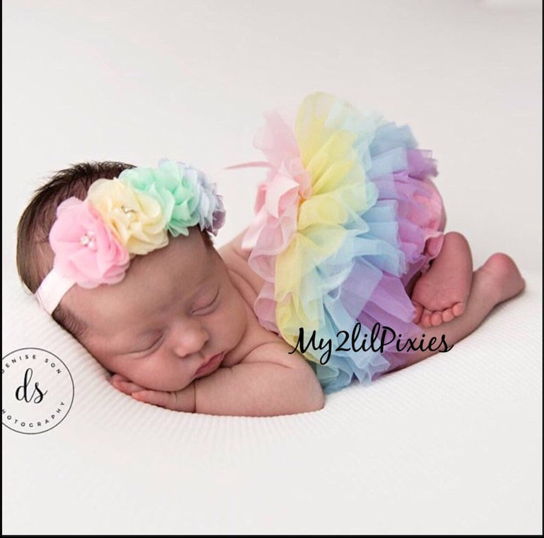 Baby Girl Pastel Rainbow Tutu Bloomer and Headband Baby girl Etsy