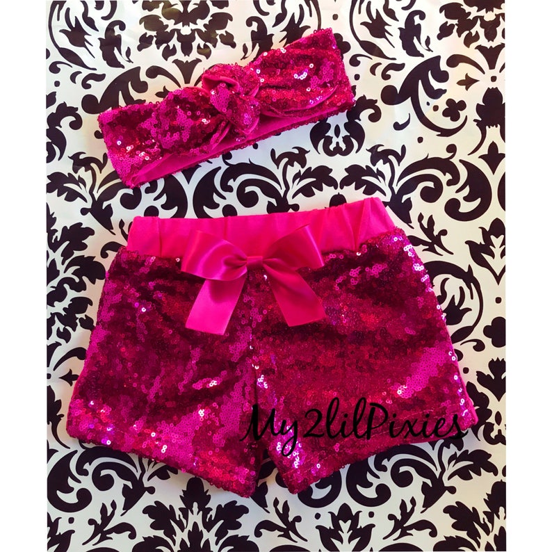 Toddler shorts Baby Girl Lavender Sparkle Sequin SHORTS and HEADBAND- Glitter Shorts Birthday Set Sequin shorts girl sequin shorts-