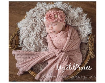 BABY GIRL HEADBAND- Dusty Rose Flower Headband Baby Headband shabby rose headband baby gift