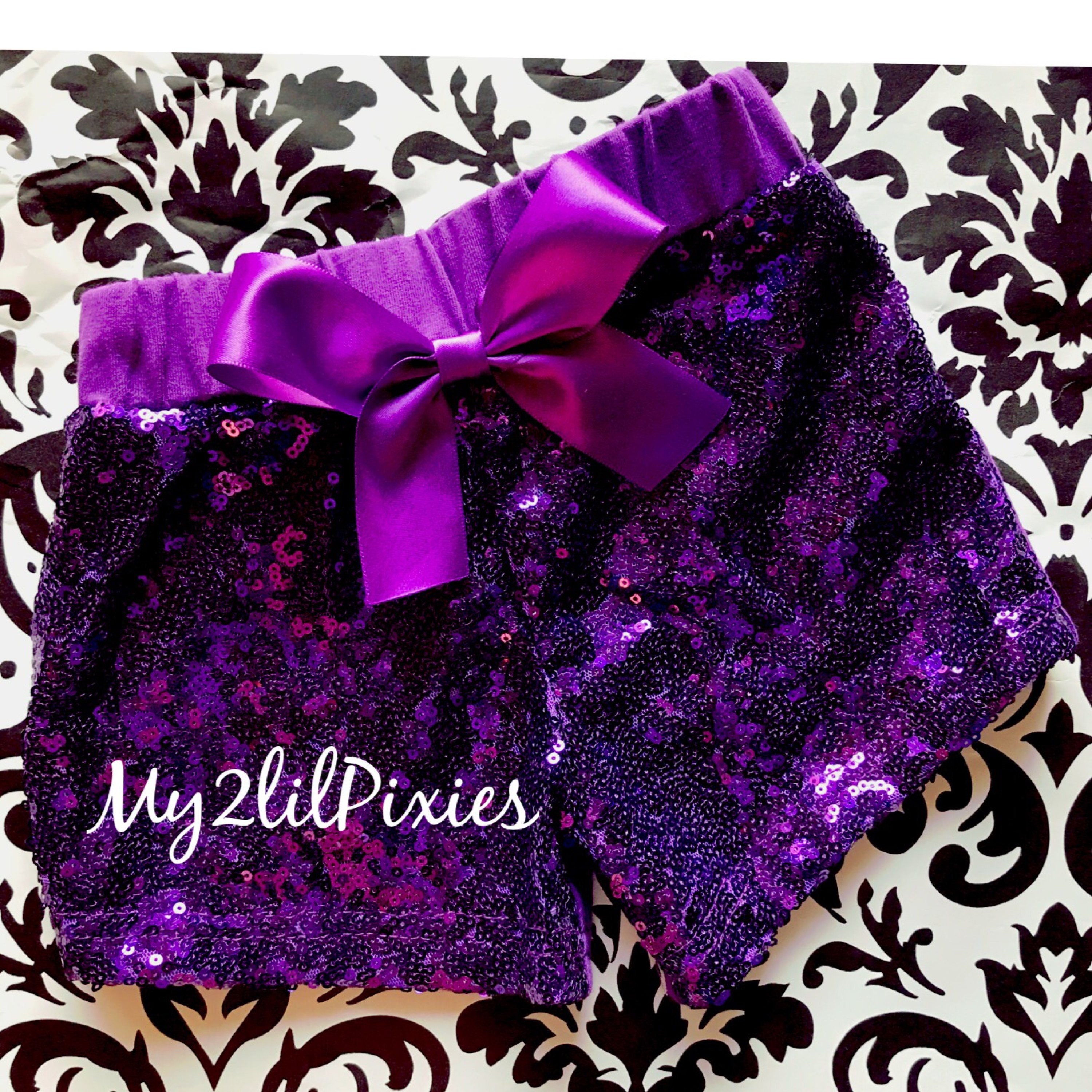 purple sequin shorts