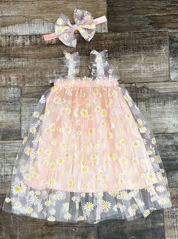 birthday dresses online Peach Daisy Dress and Headband - Tulle Dress - Daisy Baby Girl Dress - 1/2 Dress - First Birthday Outfit Color:Iridescent Light Blue Dress is made with abendkleider AE Asymmetrical Ruffle Mini
