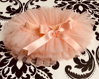 PEACH TUTU BLOOMER, Ruffles all the way around, Baby Girl Newborn Tutu, Infant, Toddler , Ruffle Bloomers, Diaper Cover, Ready to ship