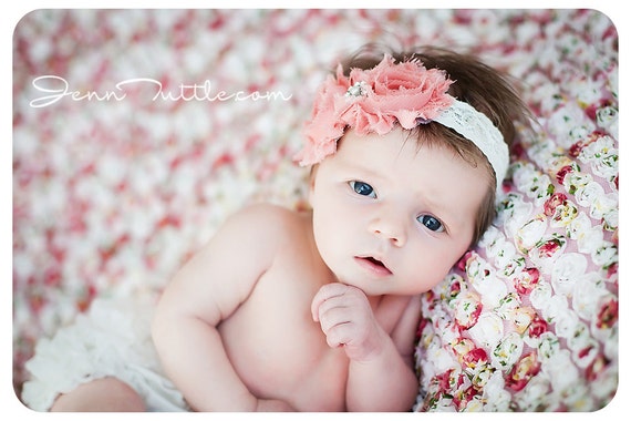 Shabby Baby Headband,Lace Baby Shabby Headband,Newborn Shabby Headband,Shabby Flower Headband,Shabby Headband,Lace Headbands,Shabby Flower