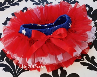 Patriotic Tutu- Baby Girl 4th Of July Tutu- Independence Day Tutu Bloomer -Red White and Blue - diaper cover - ready to ship