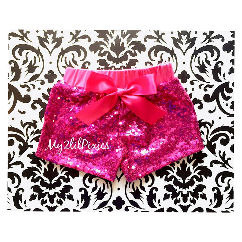 Hot Pink sequins Shorts - girl sequins shorts - Baby Girls hot pink Sparkle Sequin Shorts - birthday - girls sequins shorts - toddler 