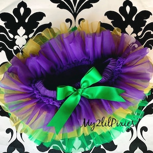 Mardi Gras Tutu - Baby Girl Mardi Gras - Purple - Gold- Green - Front and Back Ruffle - Mardi Gras Birthday- 1st Birthday Tutu - Cake Smash