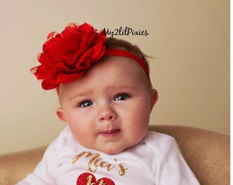 Red lace Headband, Baby girl Headband, Red Lace Flower Headband, Baby girl Headbands, bow band , baby bows, red baby headband