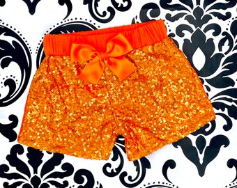 SPARKLE SHORTS Orange Sequins Shorts 