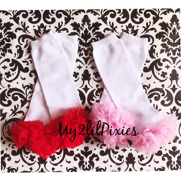 Leg WARMERS with ruffles - baby girl leggings - girls leg warmers - chiffon ruffle baby leg warmers - ruffle socks