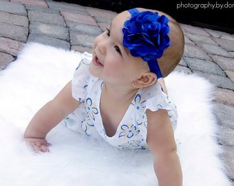 Royal Blue headband, Baby girl headbands, Blue Headband, Flower headband, Baby bow, Baby bow band, baby bows, Headband, satin headband