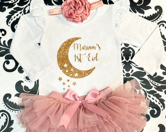 First Eid outfit ,Personalized Eid Outfit , Baby Girl Clothing set , Baby Girl First Eid gift