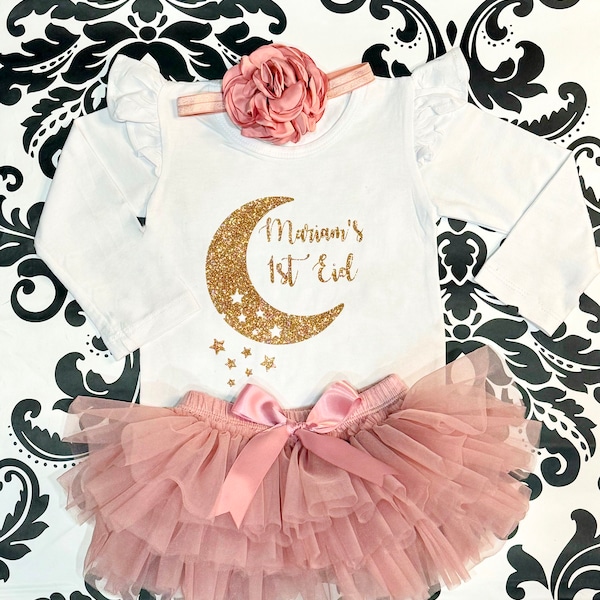 First Eid outfit , Personalized Eid Outfit , Baby Girl Clothing set , Baby Girl First Eid gift