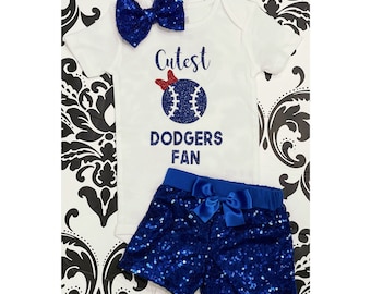 Baby Girl Baseball outfit, baby girl blue sequin shorts , blue sequins bow , baseball game outfit , baseball cutest fan outfit