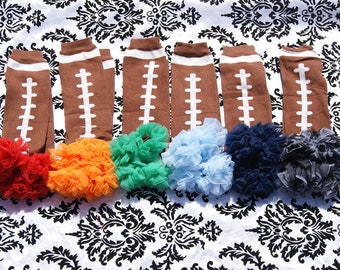 Football Leg Warmers with Ruffles- Football Ruffle Leg warmers - Baby leggings - Football Spirit Wear- You choose a Color