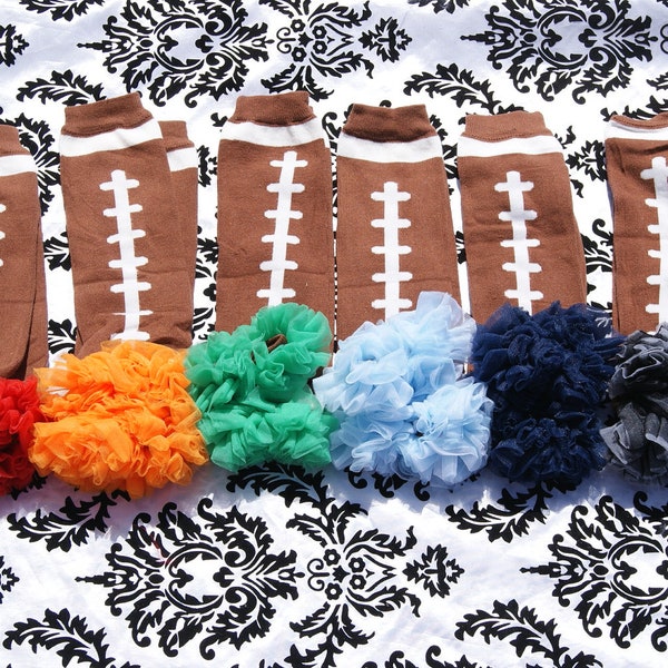 Football Leg Warmers with Ruffles- Football Ruffle Leg warmers - Baby leggings - Football Spirit Wear- You choose a Color