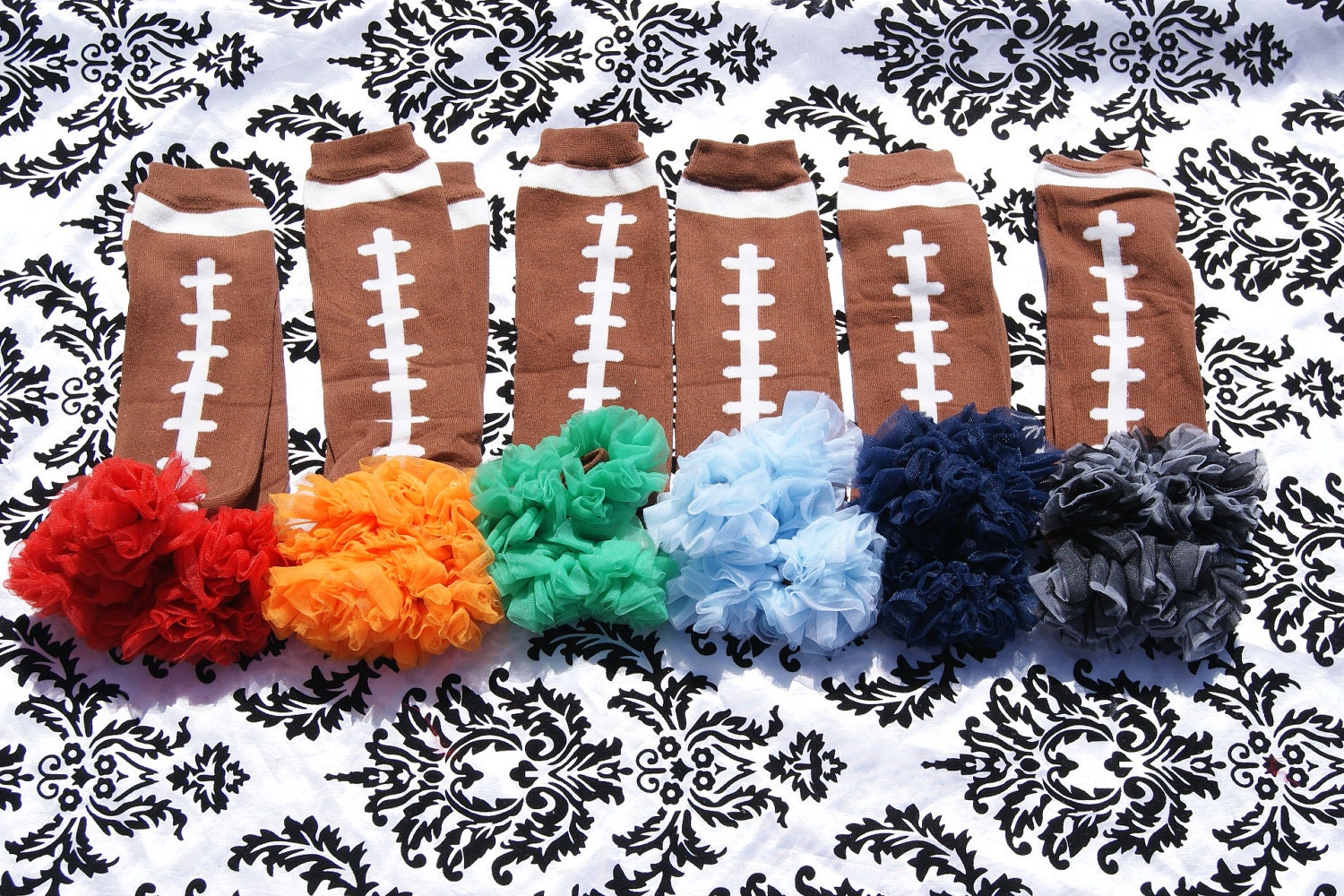 Football Leg Warmers with Ruffles: Baby Spirit Wear