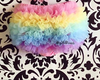 PASTEL Rainbow Ruffle DIAPER COVER for Baby girls - Easter Bloomer - Chiffon Ruffle Bum Baby Bloomers- Pastel Rainbow Baby Bottoms