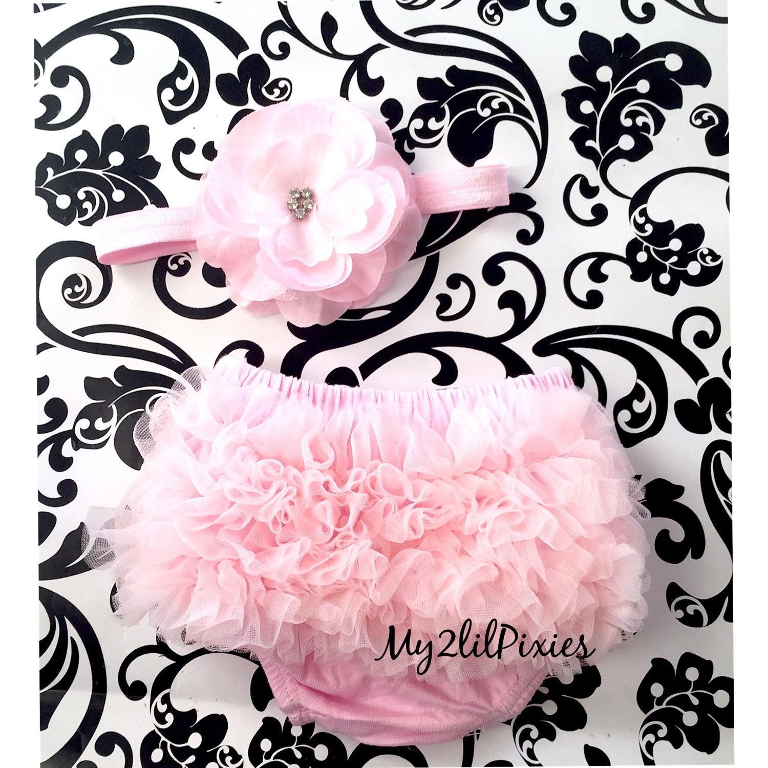 Baby Bloomer and Headband Set Light Pink Bloomer. Diaper Etsy