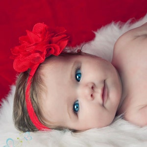 Baby Girl Headband, Red Headband, Red Lace Flower Headband, Baby Headband, Newborn Headband, Infant Headband, girls headband image 2