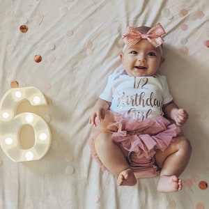 Half birthday outfit girl - half birthday ONESIE®- Rose Gold  - 1/2 Birthday Outfit - 6 month Birthday - Halfway to One