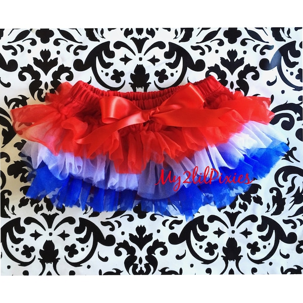 Red white and Blue Tutu Bloomer-  4th of July tutu, Independence Day tutu -  ruffles all the way around - Ready to ship