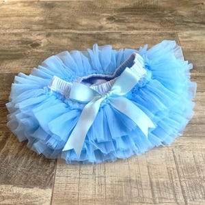 LIGHT BLUE TUTU Bloomers, Chiffon Ruffle tutu Bloomer - diaper cover -  Birthday Tutu