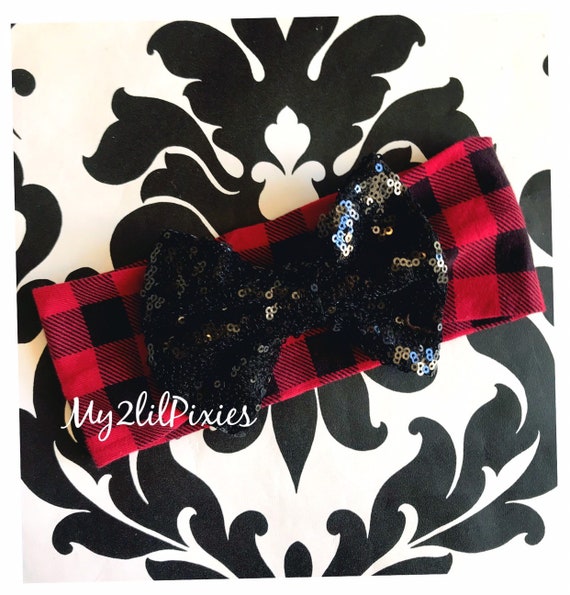 plaid baby headband
