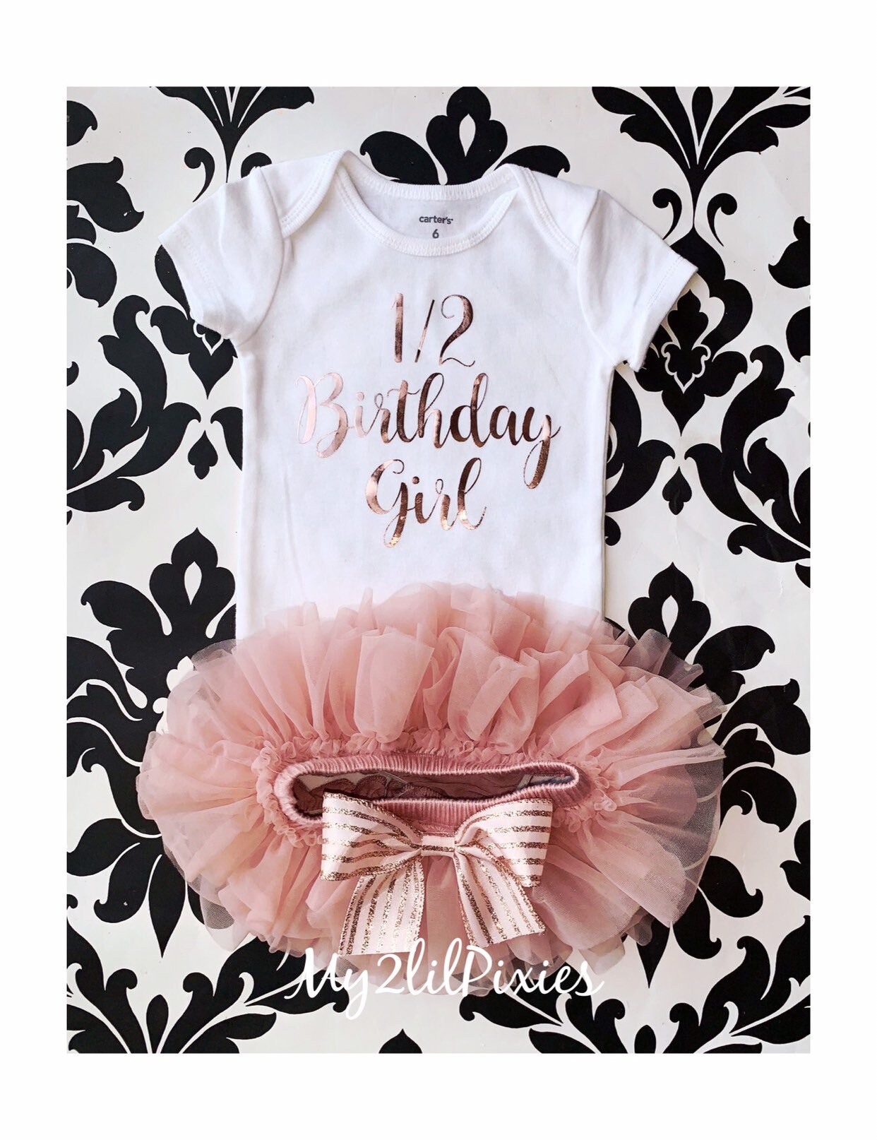 Birthday Girl Outfit Rose Gold 1/2 Birthday Birthday Girl Etsy