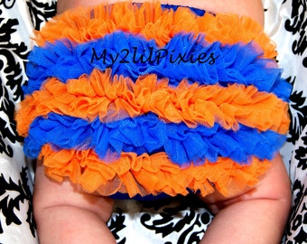 Baby Ruffle Diaper cover in orange in blue - Gator Football Baby Girl Ruffle Diaper Cover - Gift For Baby Girl Gator Football Fan