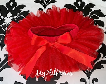 RED Tutu Bloomers , Tutu with Built in Diaper Cover, First Birthday tutu bloomers- newborn Infant Toddler -Baby Girl Gift