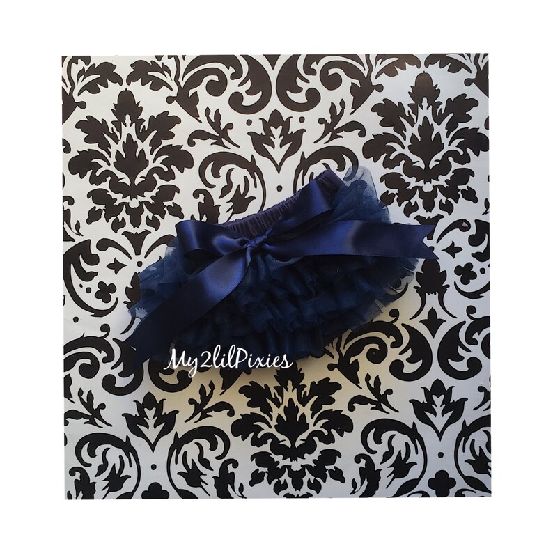 Navy Blue Ruffle Bum BABY BLOOMER With Satin Bow Baby Girl Etsy