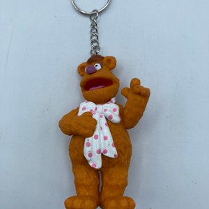 Jim Henson The Muppets Fozzie Bear Character Keychain Backpack Zipper Purse Chain 3.5" Tall Repurposed Toys Figural Figure