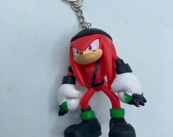 Sega Sonic the Hedgehog Red Knuckles Keychain Backpack Zipper Purse Chain 2.5" Tall Repurposed Toys Figural Figure