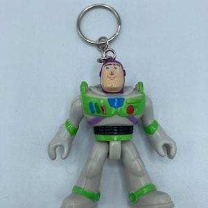 Imaginext Toy Story Buzz Lightyear Character Keychain Backpack Zipper Purse Chain 3&quot; Tall Repurposed Toys Figural Figure Poseable Arms Legs