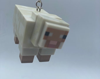 Minecraft Mojang Video Game Sheep Lamb Character Keychain Backpack Zipper Purse Chain 1.75" Tall Repurposed Toys Figural Figure