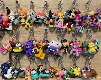 Wholesale Retail Lot of 50 Upcycled Recycled Repurposed Toy Keychains Assorted Random Bundle for Your Retail Store - Various Sizes & Styles