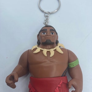 Disney Moana Moana's Dad Padre Llavero Mochila Cremallera Monedero Cadena 3.5 "Alto Juguetes Reutilizados Figura Figural imagen 3