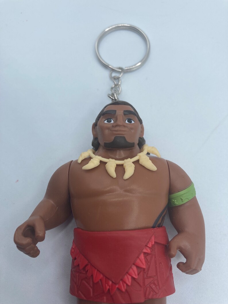 Disney Moana Moana's Dad Padre Llavero Mochila Cremallera Monedero Cadena 3.5 "Alto Juguetes Reutilizados Figura Figural imagen 3